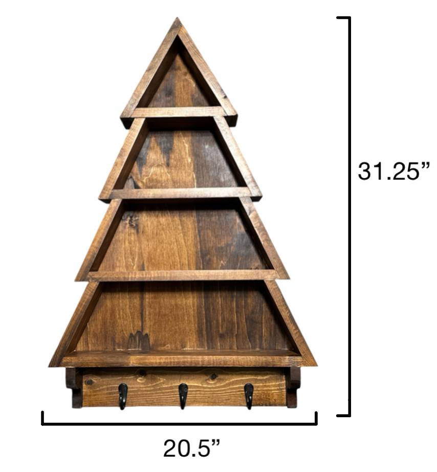 Rustic Christmas Tree Wall Shelf