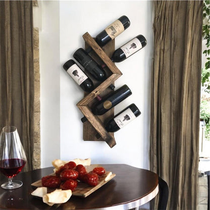 Cascading Rustic Wall Wine Rack