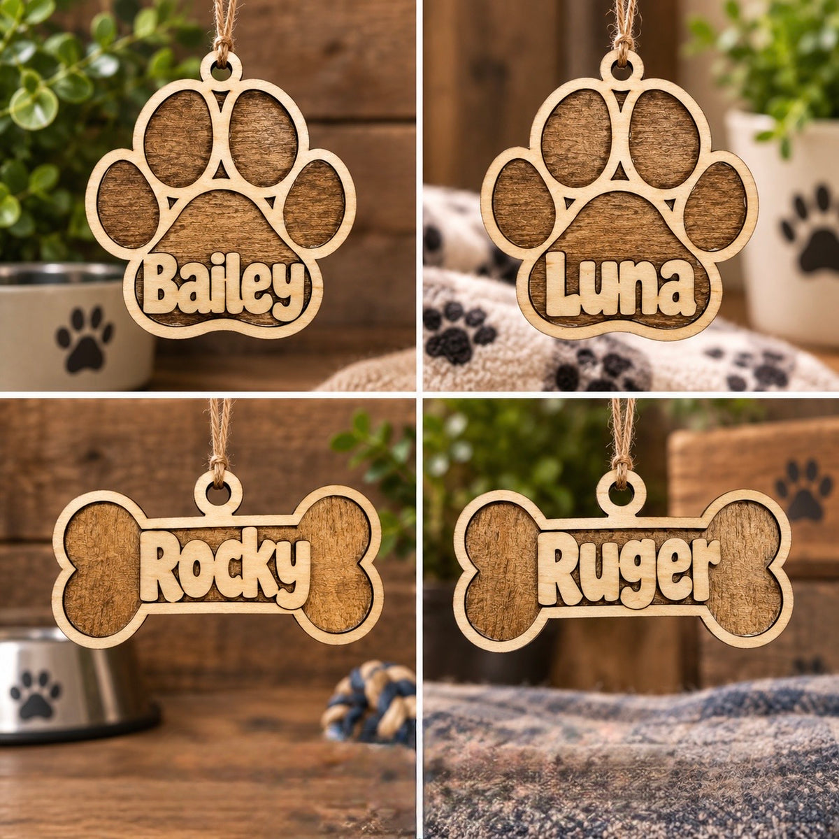 Personalized Wood Pet Ornaments