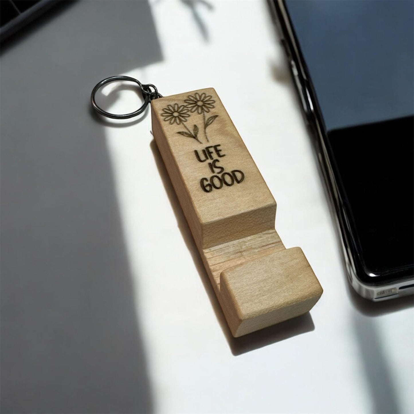 Maple Keychain Phone Stand