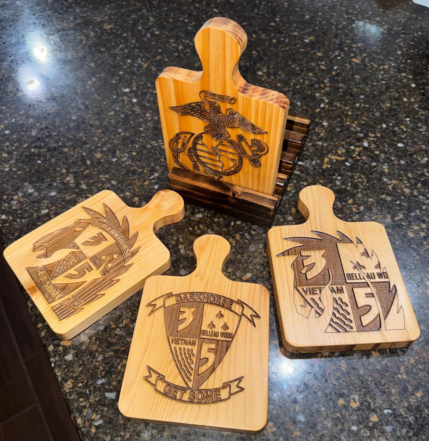 Cedar Coaster Set with Display Stand