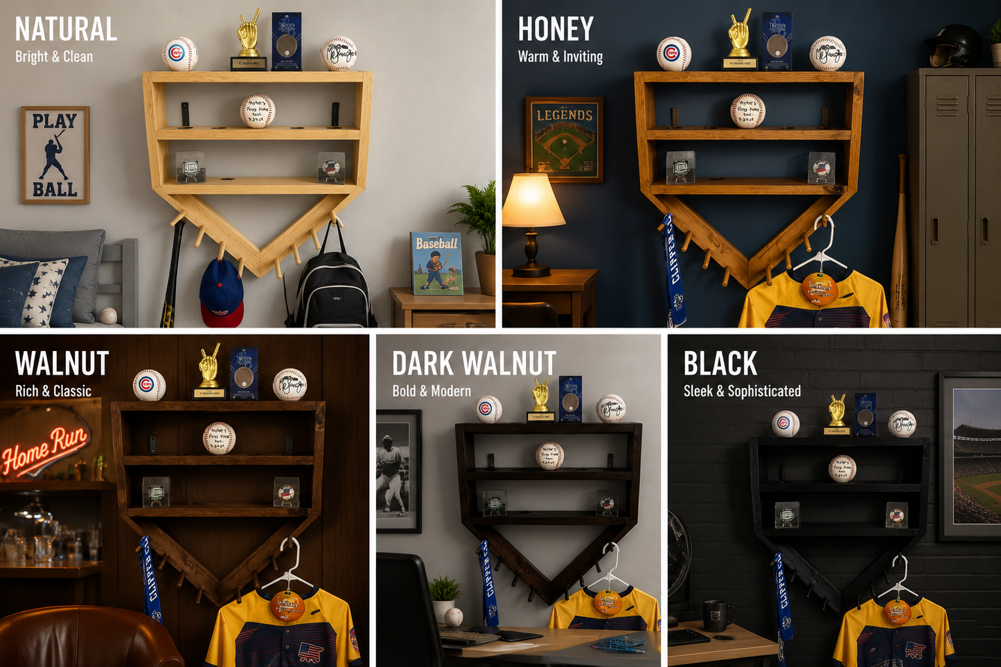 Home Plate Baseball Wall Shelf & Medal Holder