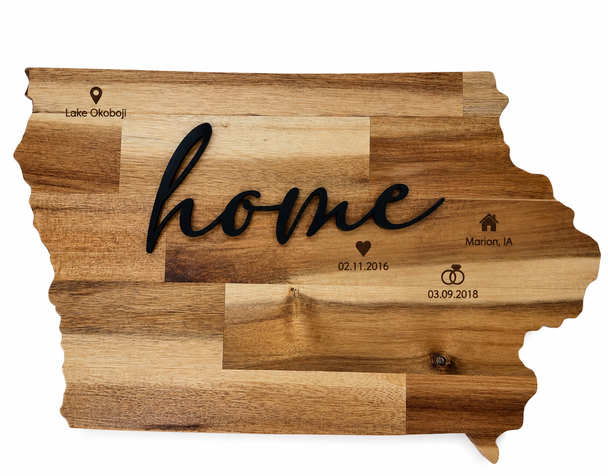 Where the Heart Is | Personalized State Wood Art