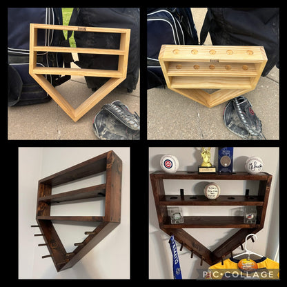 Home Plate Baseball Wall Shelf & Medal Holder