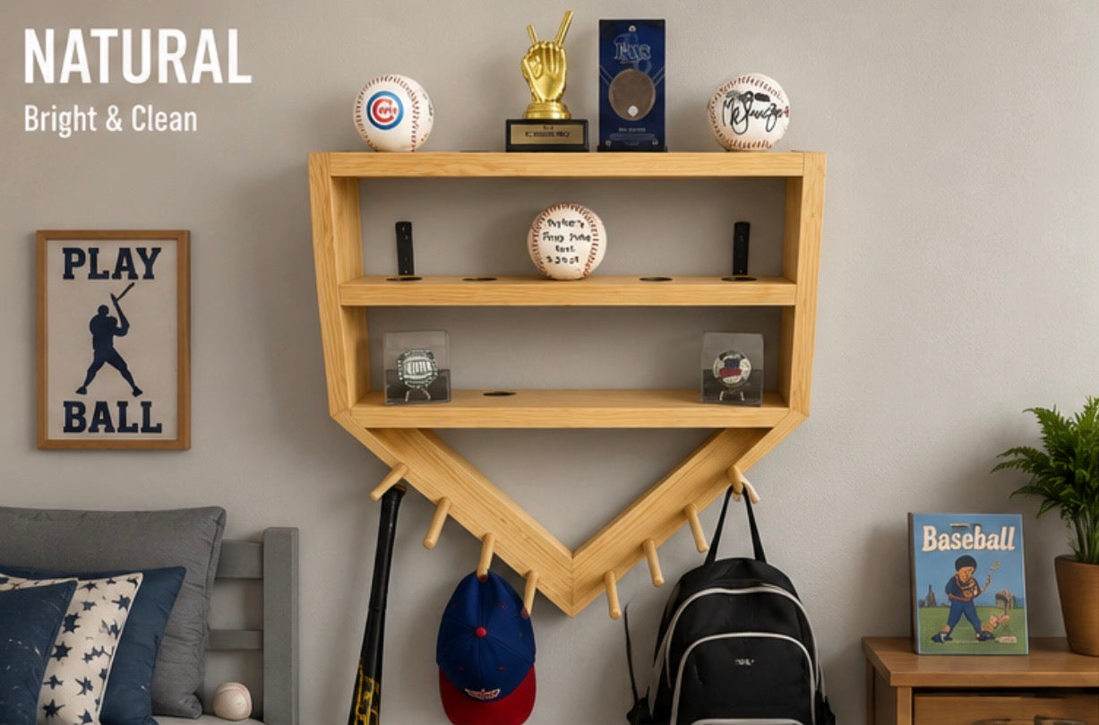 Home Plate Baseball Wall Shelf & Medal Holder