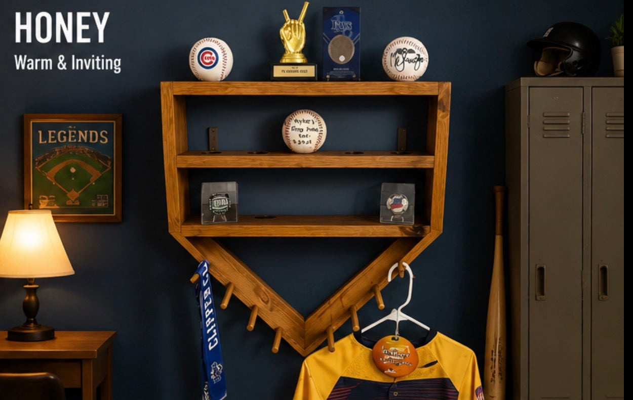 Home Plate Baseball Wall Shelf & Medal Holder
