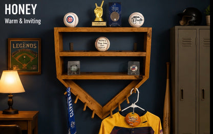 Home Plate Baseball Wall Shelf & Medal Holder