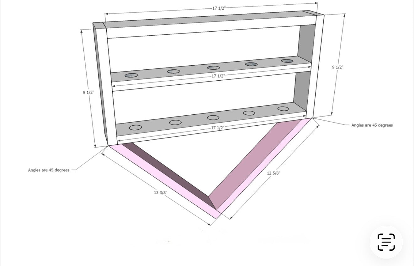Home Plate Baseball Wall Shelf & Medal Holder