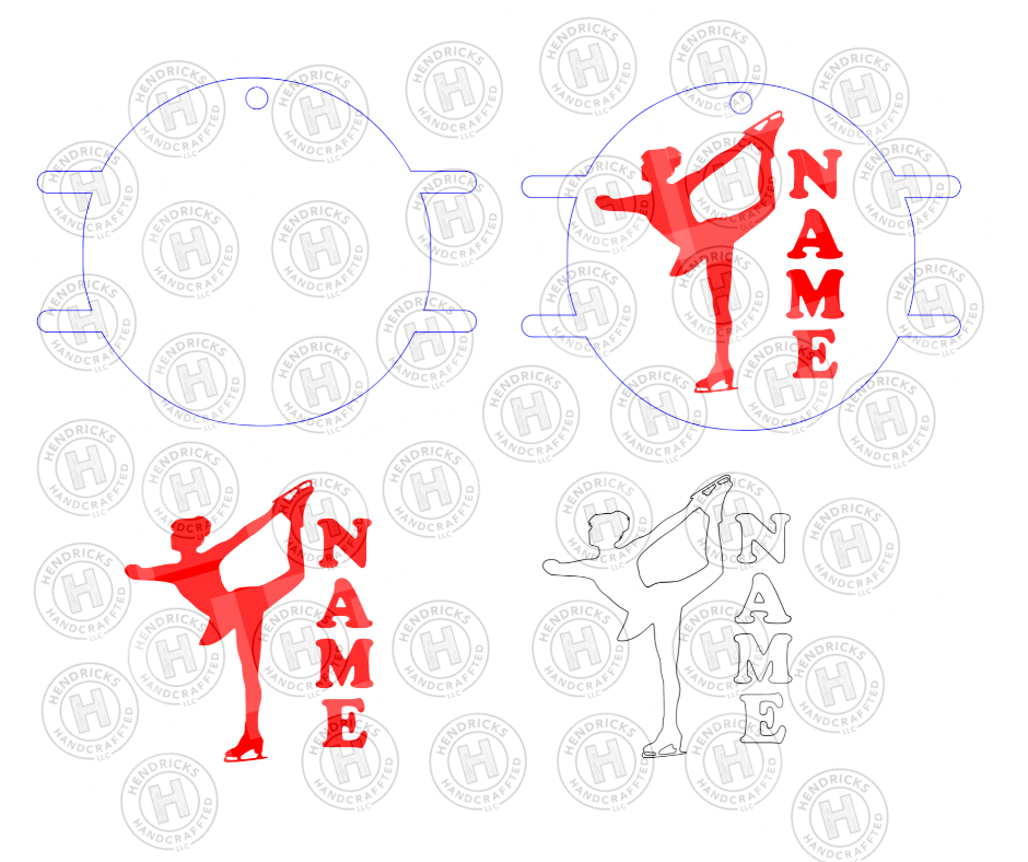 Figure Skating Hair Tie Keychain SVG Files | Digital Download