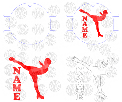Figure Skating Hair Tie Keychain SVG Files | Digital Download
