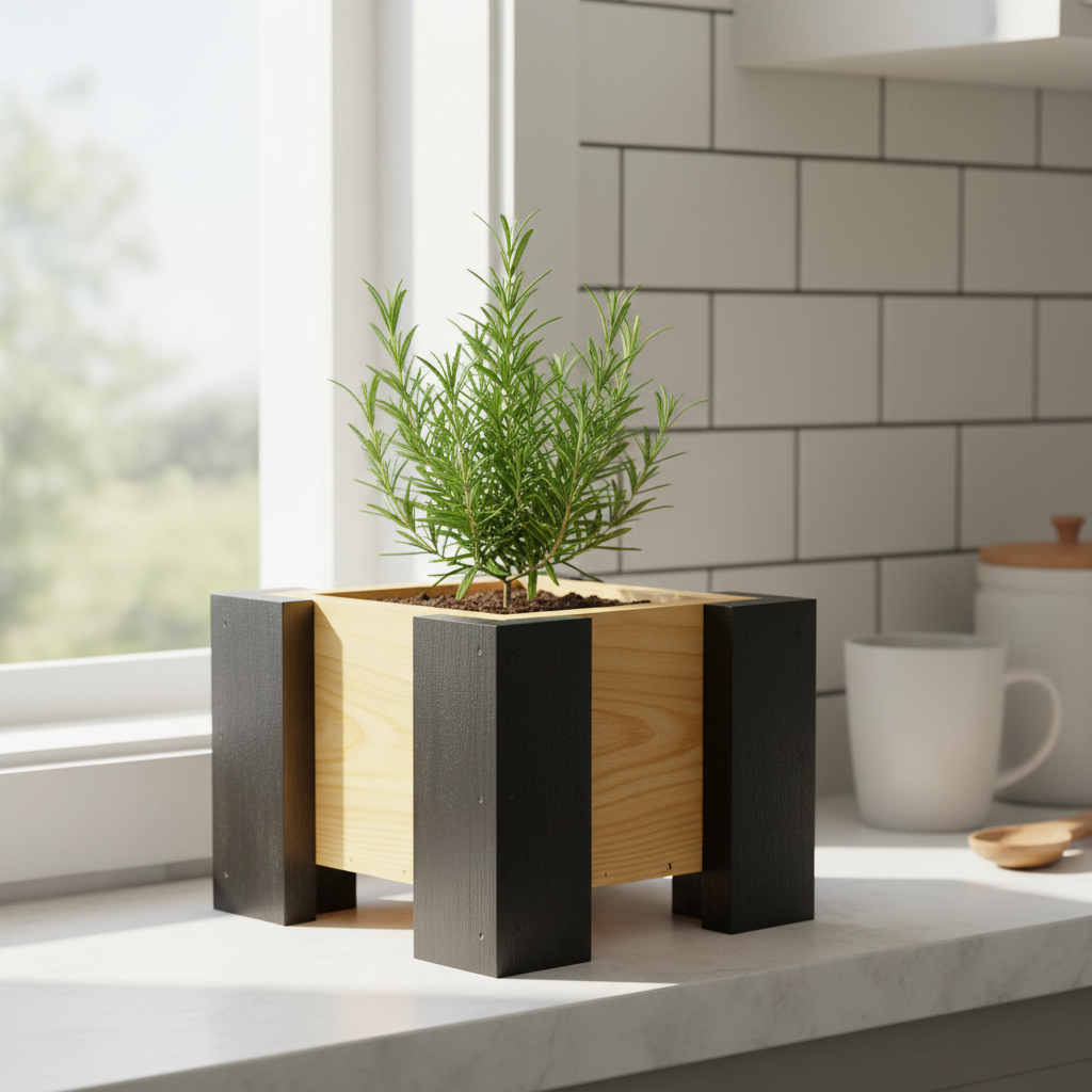 Herb plant on windowsill
