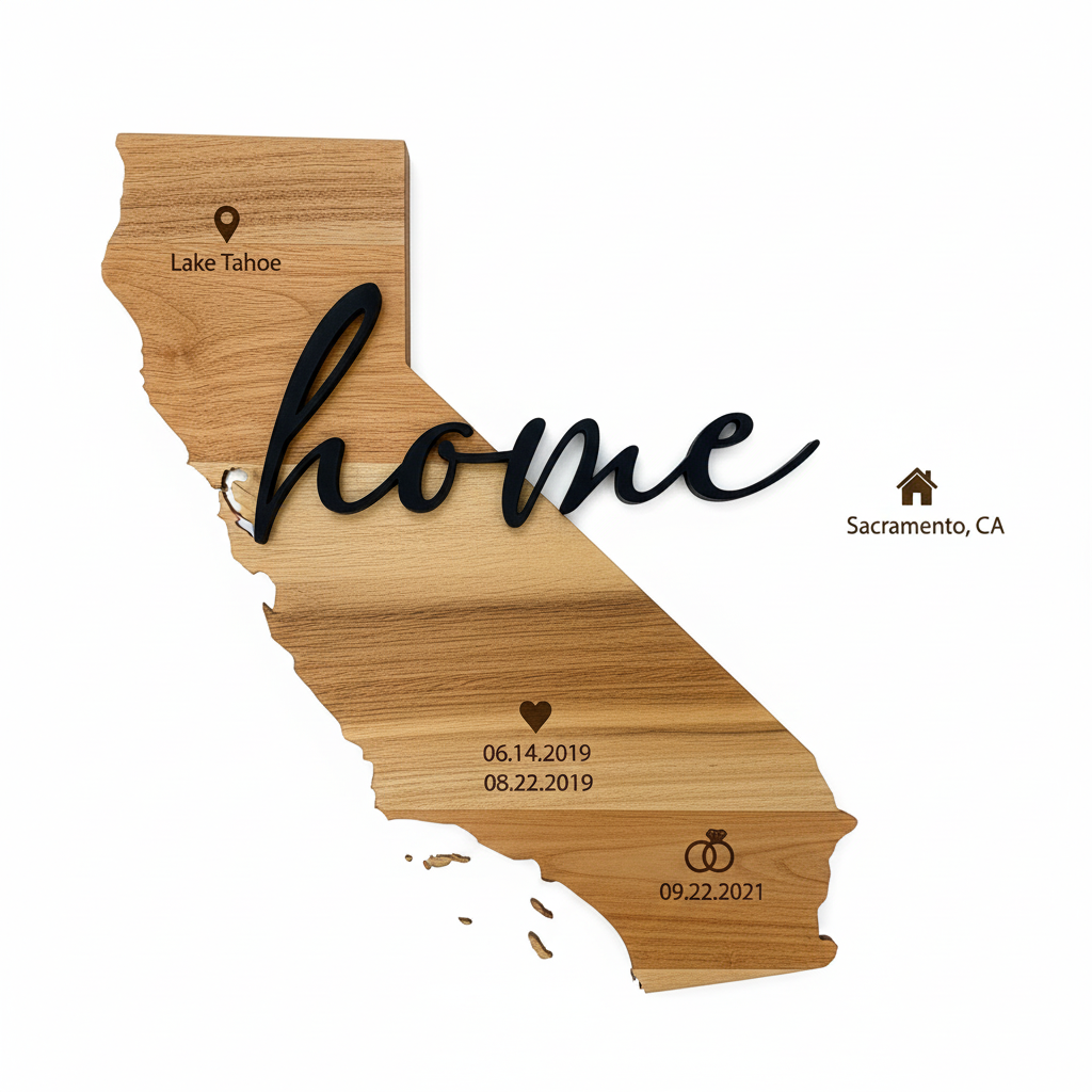 Where the Heart Is | Personalized State Wood Art