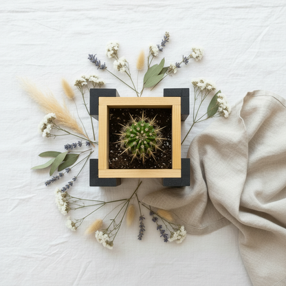 Two-Tone Cedar Planter — Desk & Table Decor