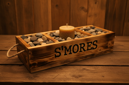 Log cabin rocks and candle