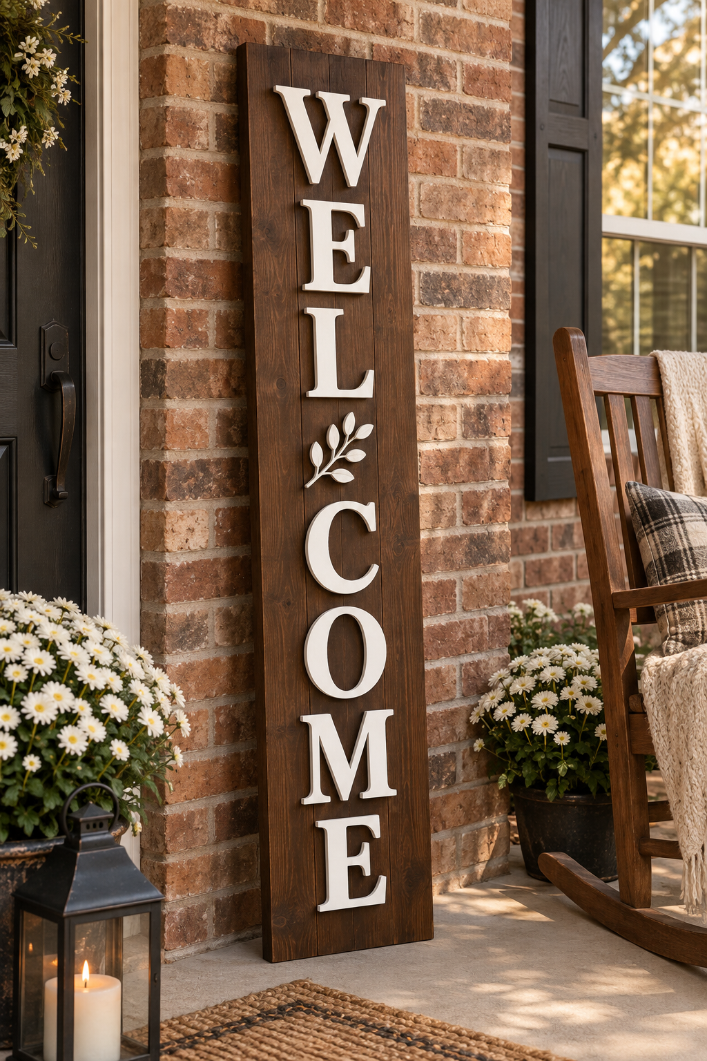 Welcome - Dark Walnut Serif Raised Letters
