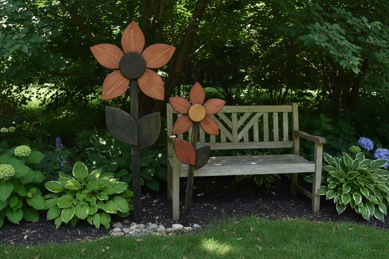 Wooden Garden Flowers - Garden Bench