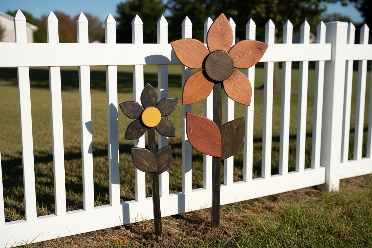 Wooden Garden Flowers - Picket Fence
